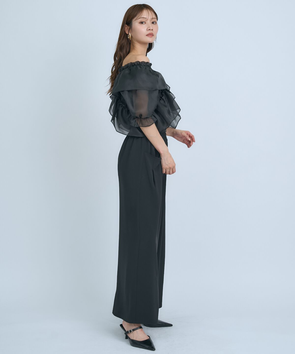 アンドクチュール「フリルクロスシアーブラウス」|シャツ・ブラウス|