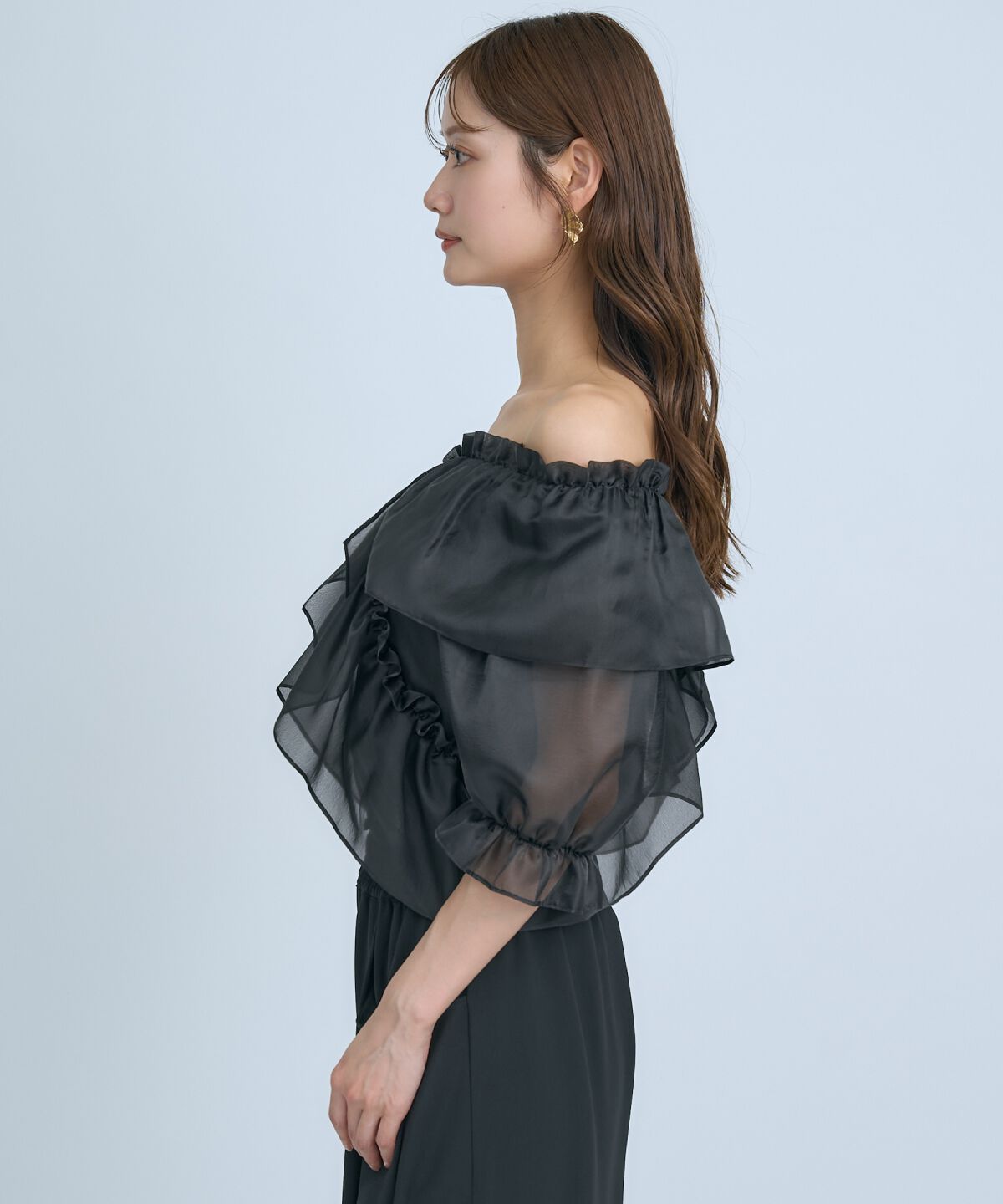 アンドクチュール「フリルクロスシアーブラウス」|シャツ・ブラウス|