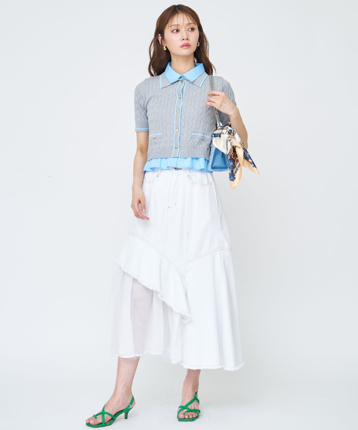 アンドクチュール「チュール切替デニムスカート」|スカート|オフ