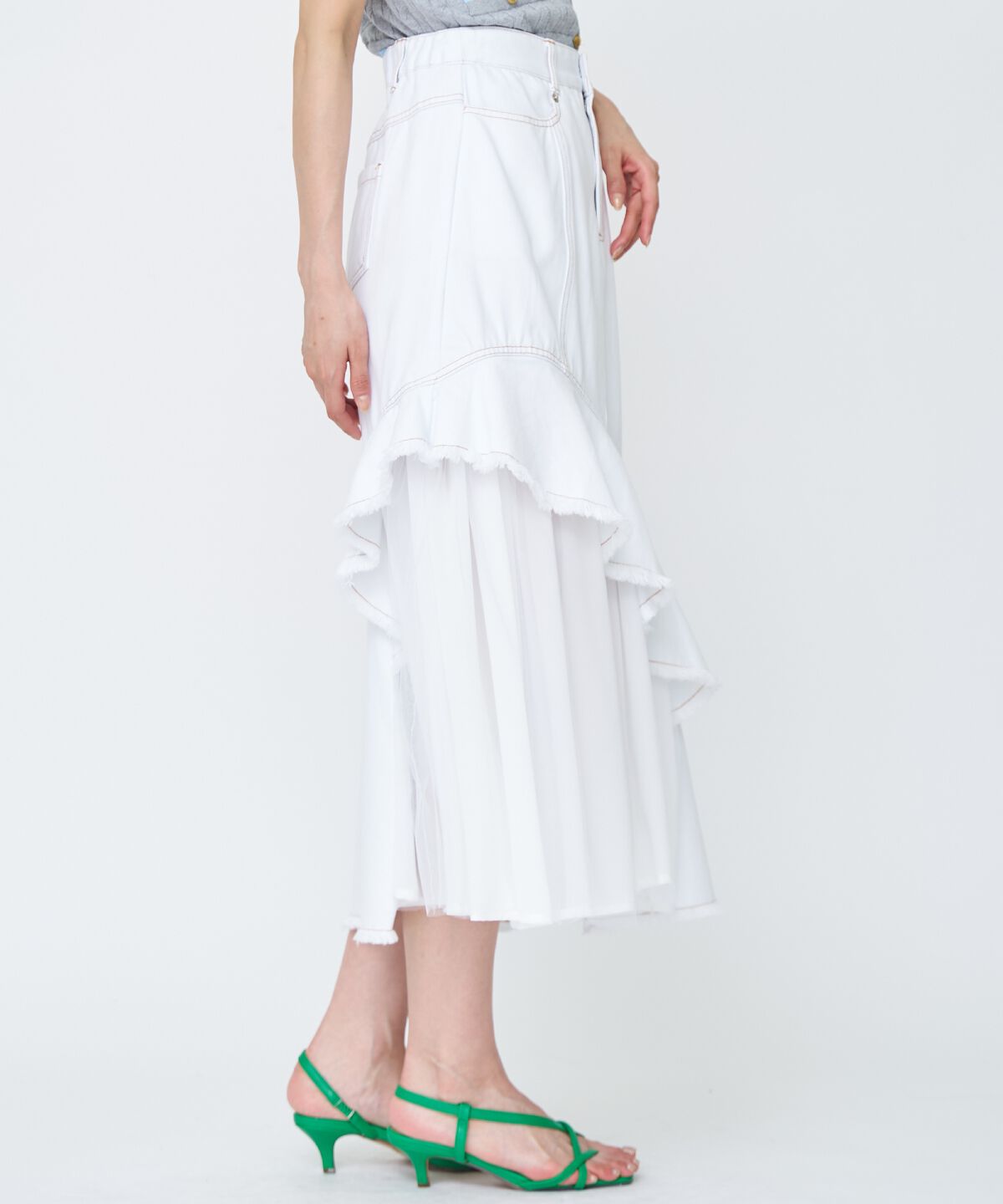 アンドクチュール「チュール切替デニムスカート」|スカート|