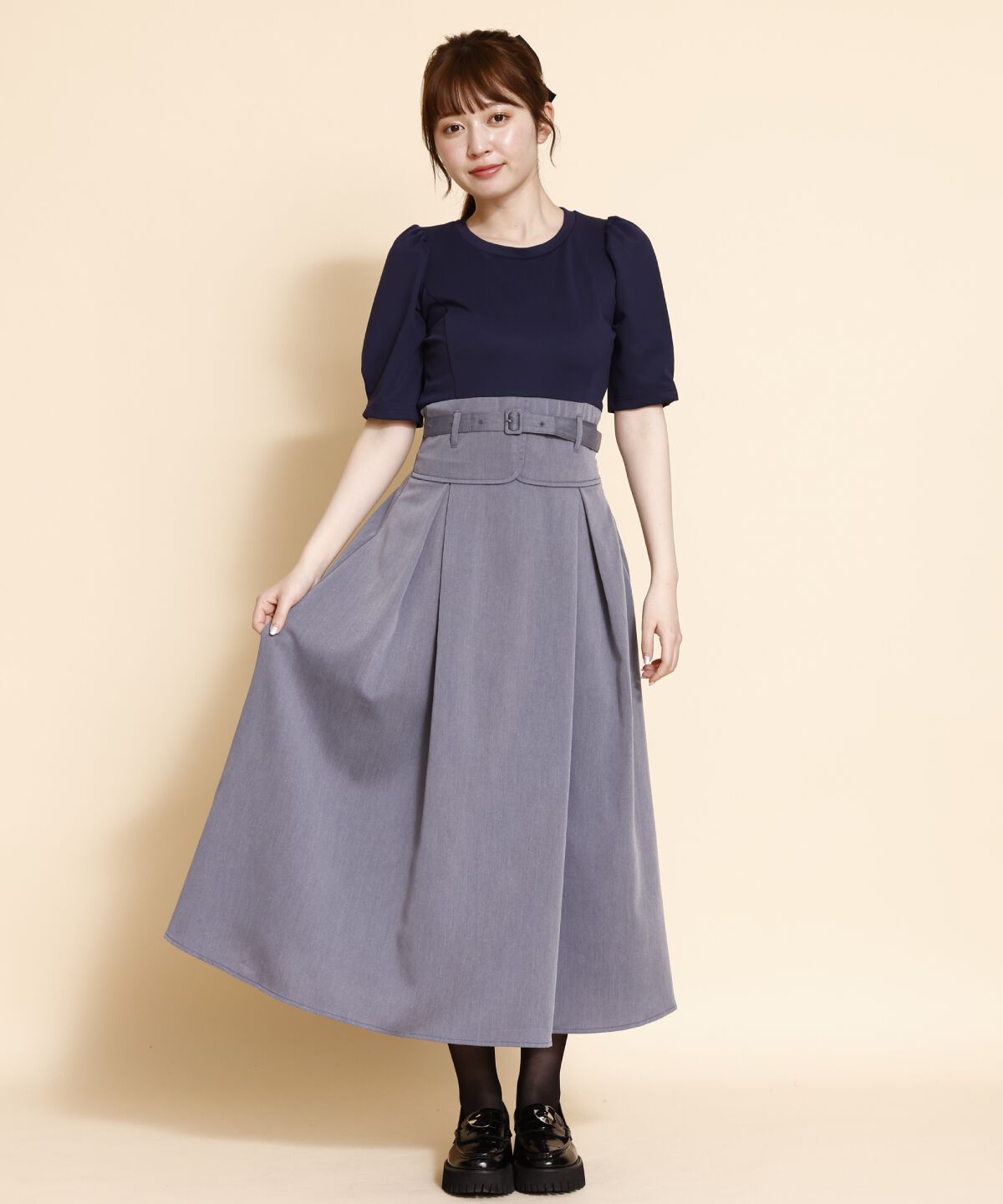 REDYAZEL「コルセットデザインドッキングワンピース」|ワンピース|ネイビー