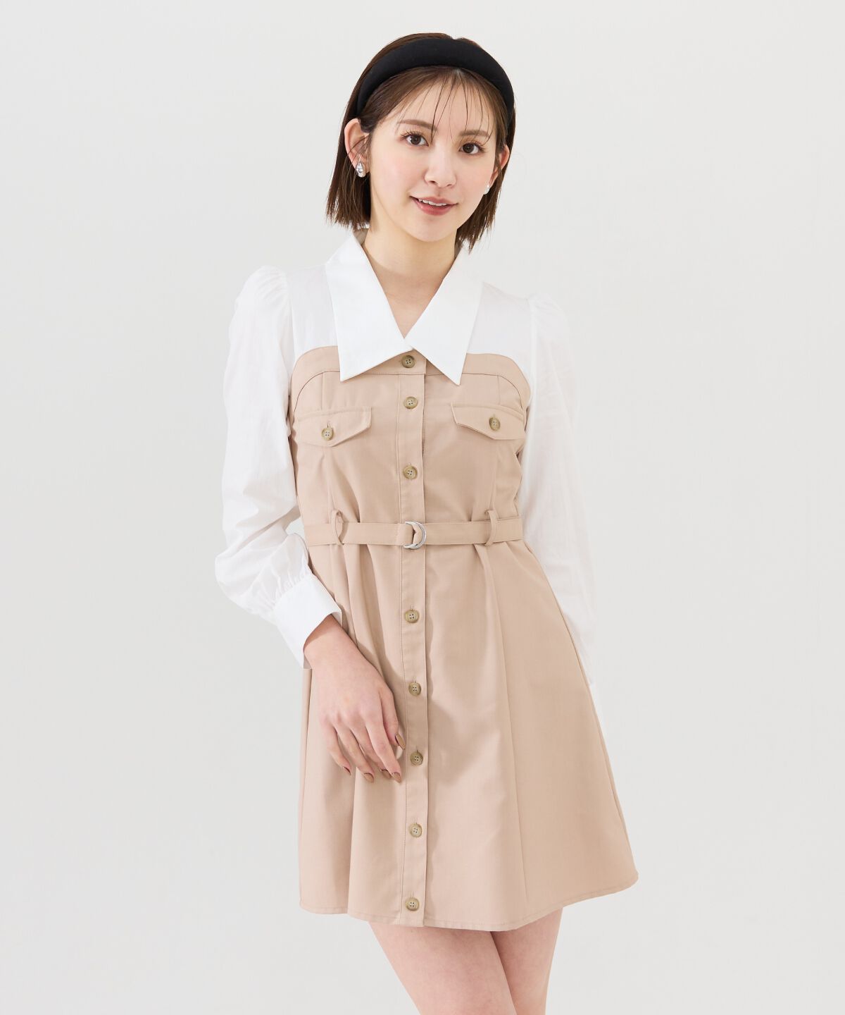 REDYAZEL「レイヤードデザインミニシャツワンピース」|ワンピース|