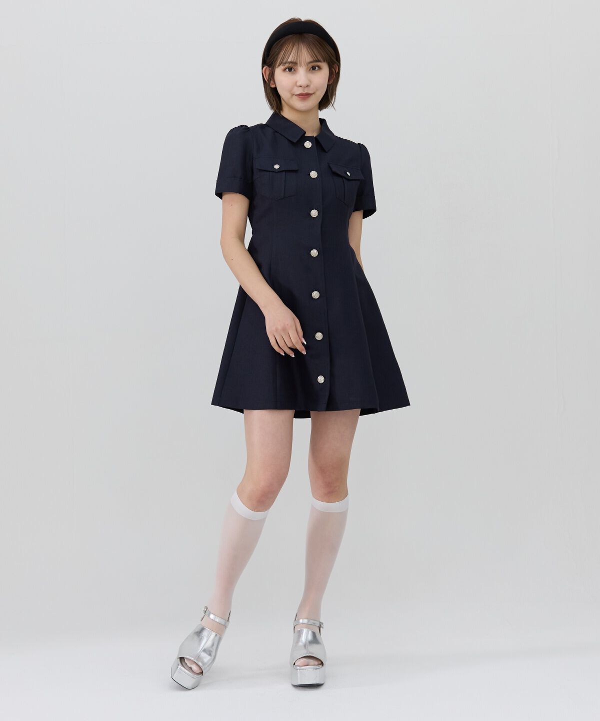 REDYAZEL「エンブレムボタンシャツワンピース」|ワンピース|