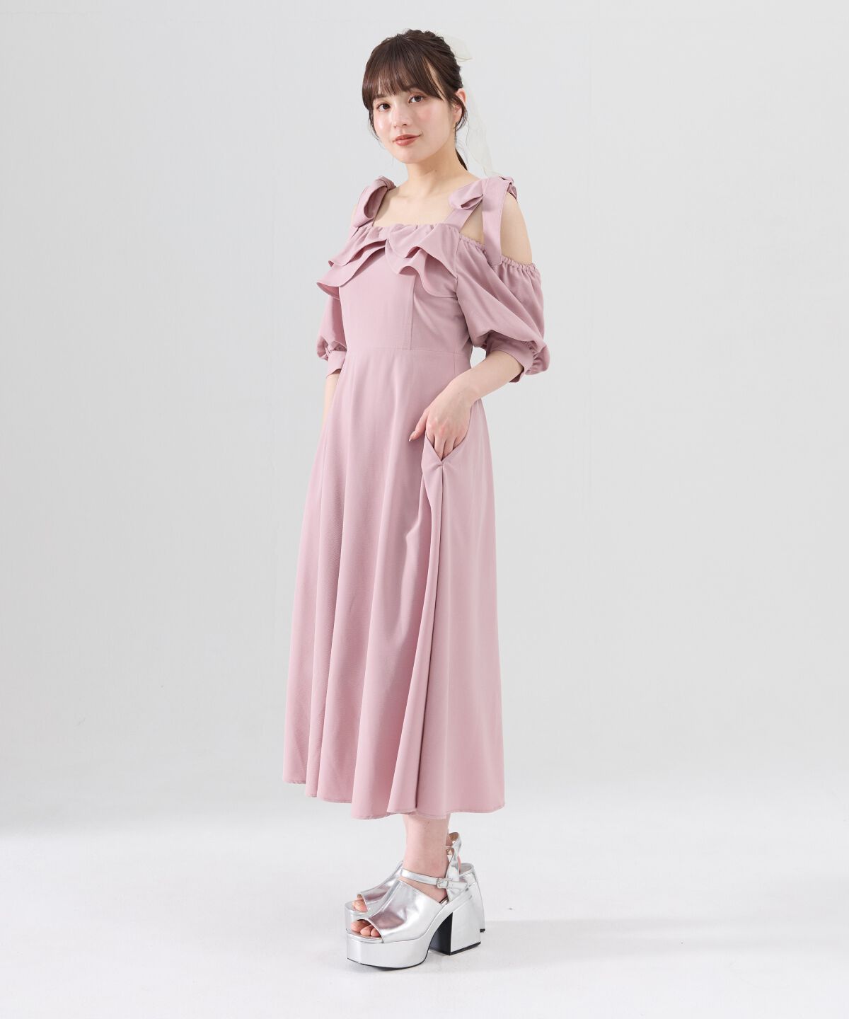 REDYAZEL「ショルダーリボンオフショルワンピース」|ワンピース|