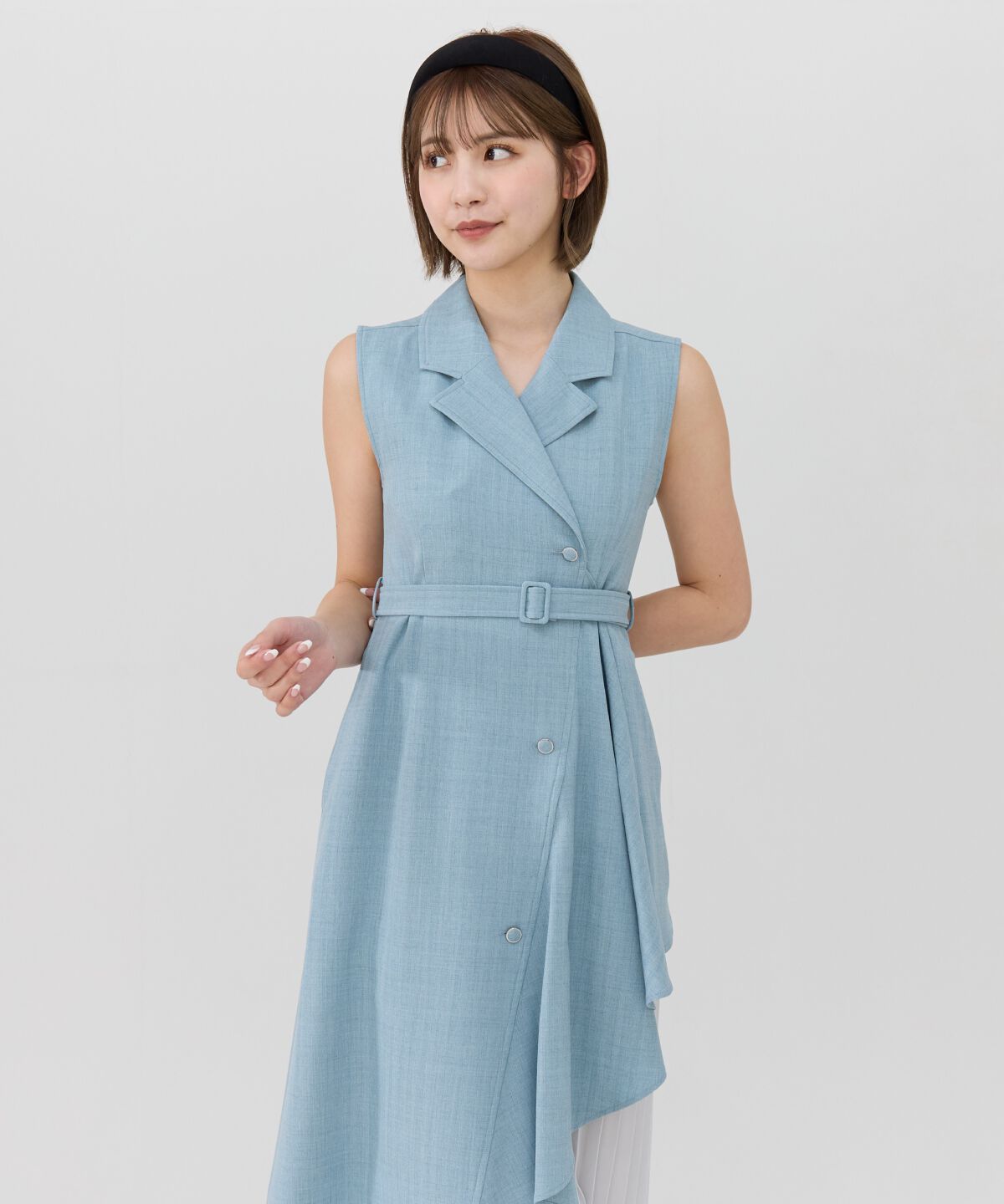 REDYAZEL「ノースリーブサイドプリーツワンピース」|ワンピース|