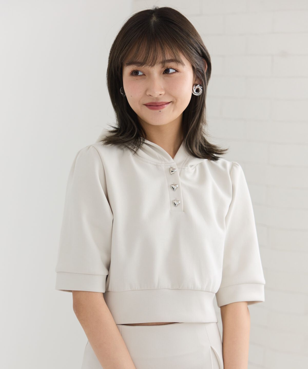 REDYAZEL「ハートボタンショートフーディー」|パーカー|