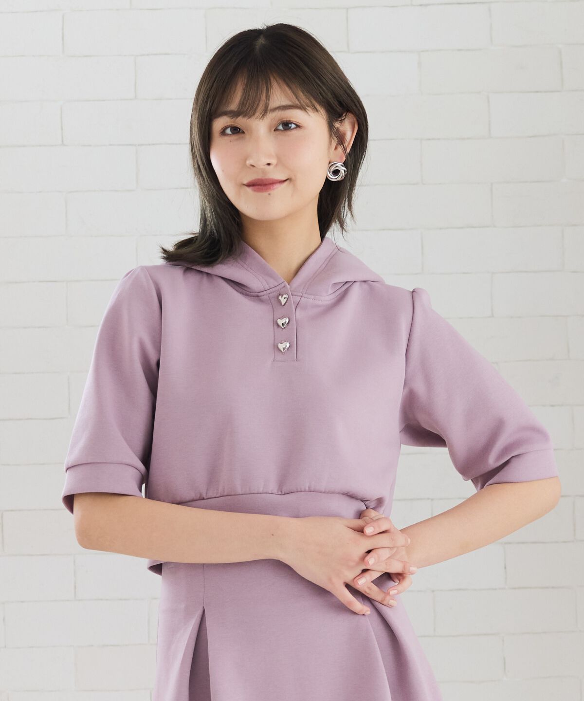 REDYAZEL「ハートボタンショートフーディー」|パーカー|