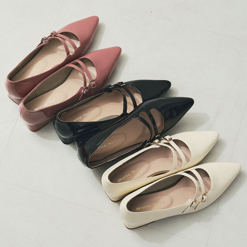 ORiental TRaffic「●2026春夏新作●ダブルストラップポインテッドトゥパンプス/61118」|パンプス|BEIGE