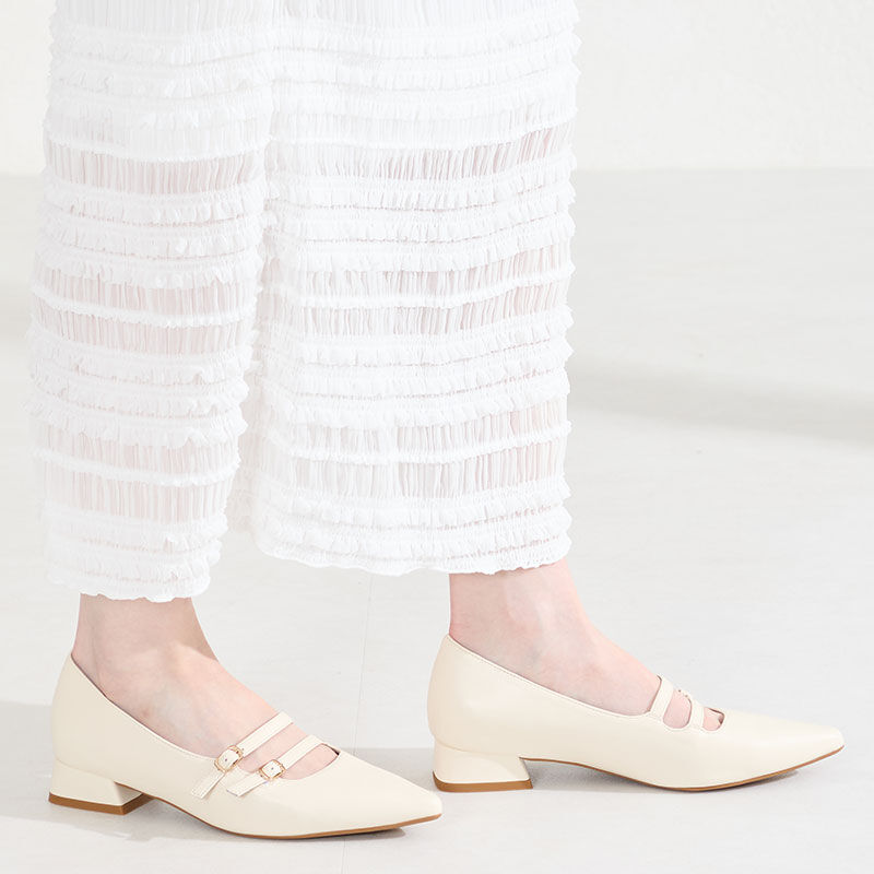 ORiental TRaffic「●2026春夏新作●ダブルストラップポインテッドトゥパンプス/61118」|パンプス|