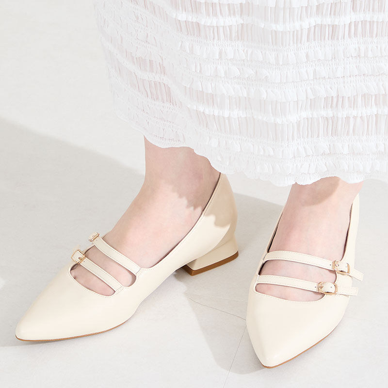 ORiental TRaffic「●2026春夏新作●ダブルストラップポインテッドトゥパンプス/61118」|パンプス|