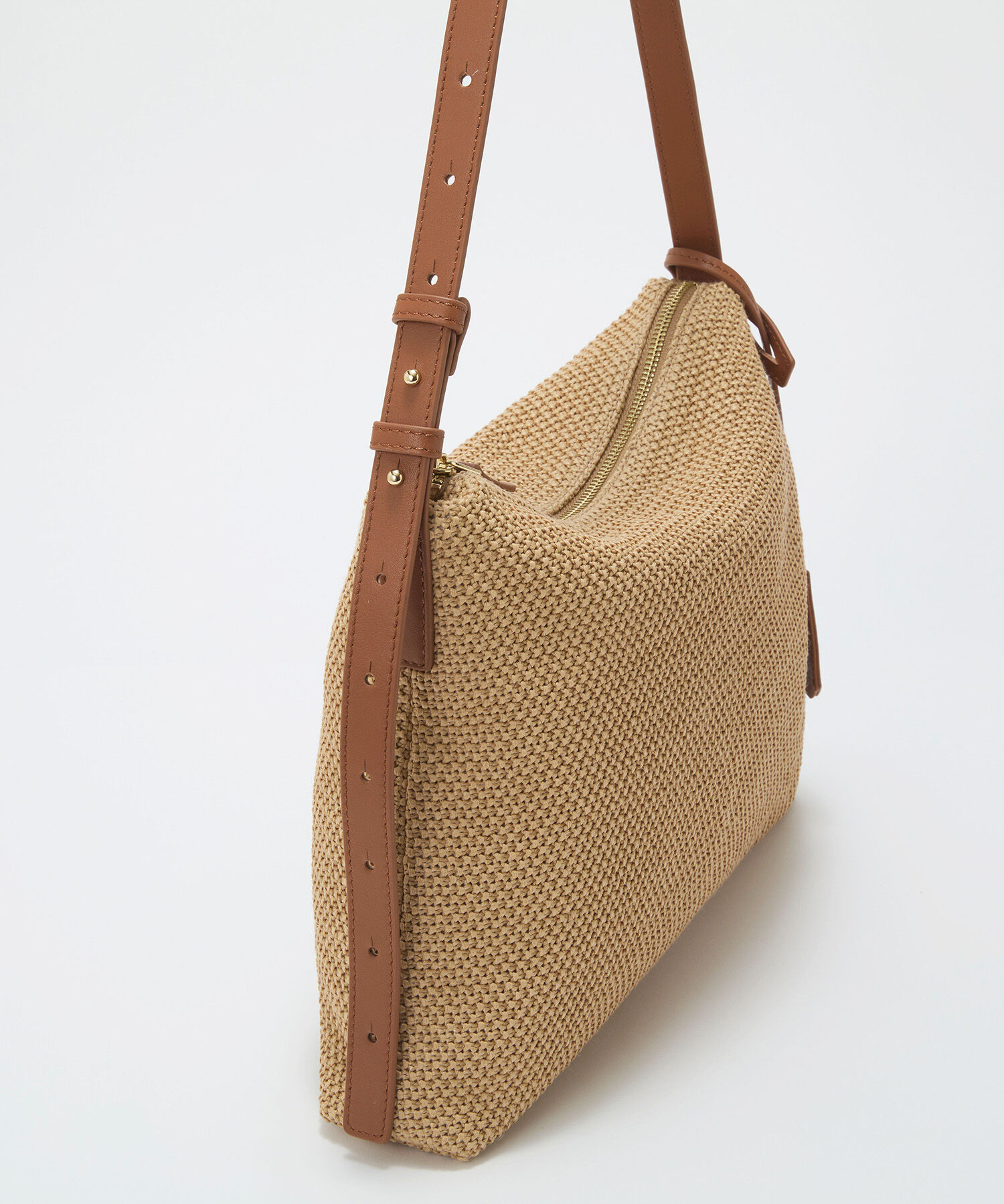 TOPKAPI BREATH「【Breath TOPKAPI】レザーコンビ 雑材風 シンプル ショルダーバッグ チャーム付き」|ショルダー・メッセンジャー|