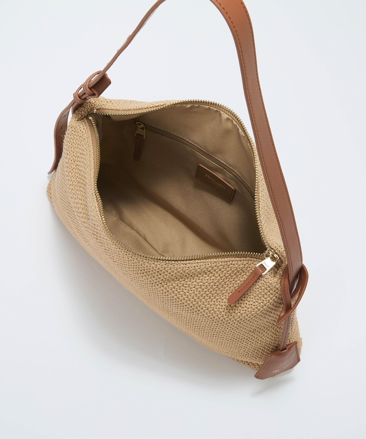 TOPKAPI BREATH「【Breath TOPKAPI】レザーコンビ 雑材風 シンプル ショルダーバッグ チャーム付き」|ショルダー・メッセンジャー|