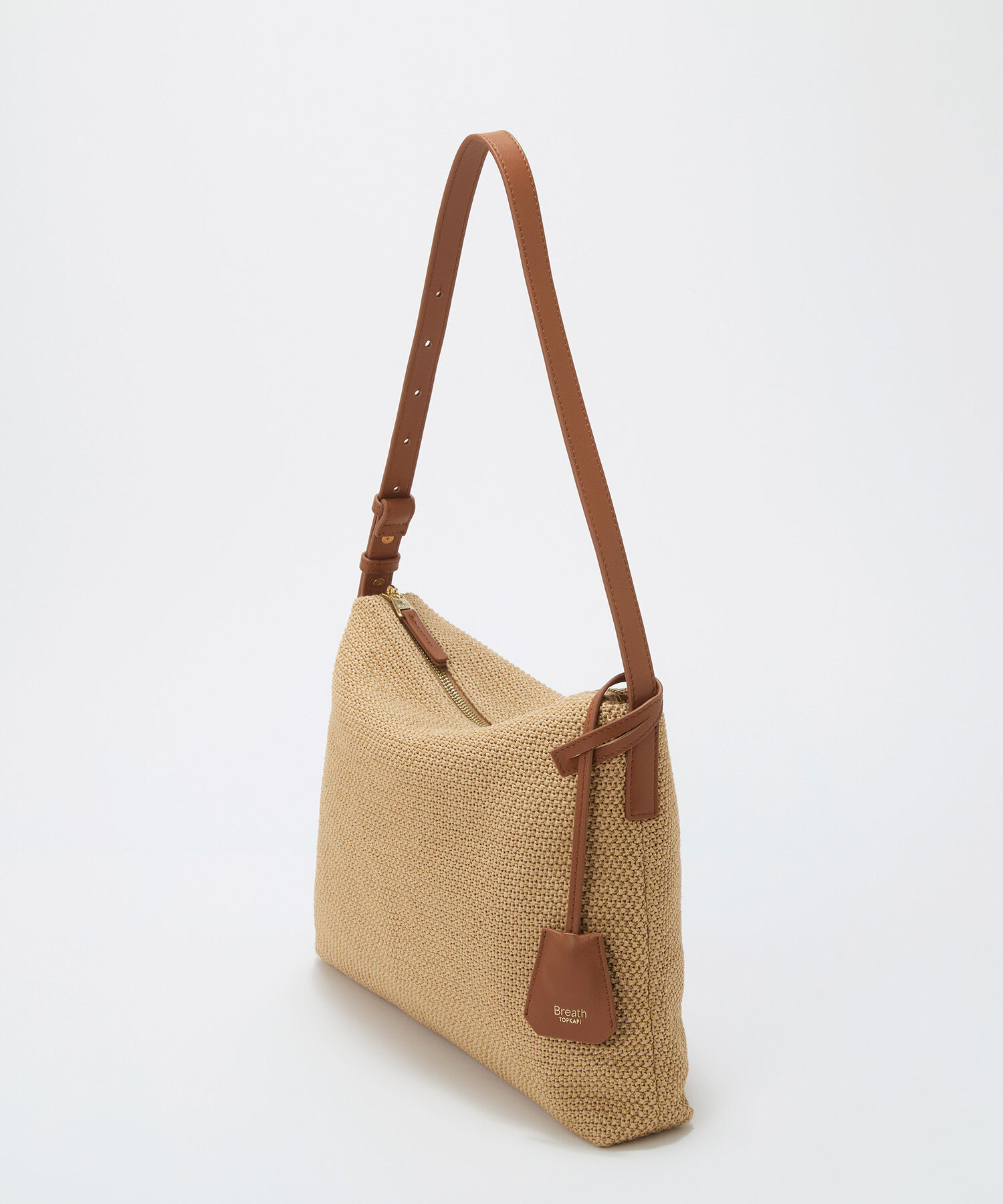 TOPKAPI BREATH「【Breath TOPKAPI】レザーコンビ 雑材風 シンプル ショルダーバッグ チャーム付き」|ショルダー・メッセンジャー|