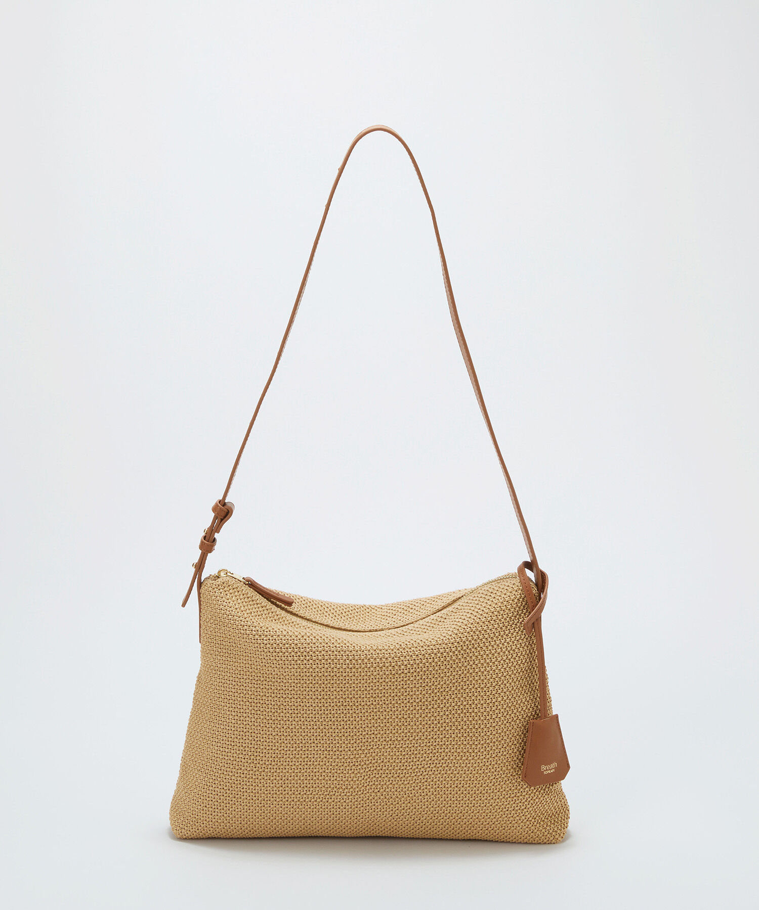 TOPKAPI BREATH「【Breath TOPKAPI】レザーコンビ 雑材風 シンプル ショルダーバッグ チャーム付き」|ショルダー・メッセンジャー|