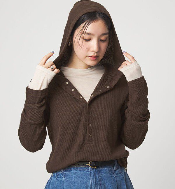 UNITED ARROWS green label relaxing「【WEB限定】＜at ease＞ワッフル フード ロングスリーブ カットソー」|Tシャツ・カットソー|