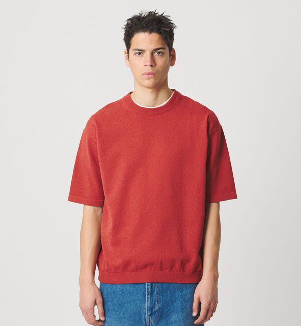 BEAUTY&YOUTH UNITED ARROWS「KNITEE クリンプコットン クルーネック ニット Tシャツ ウォッシャブル」|ニット・セーター|