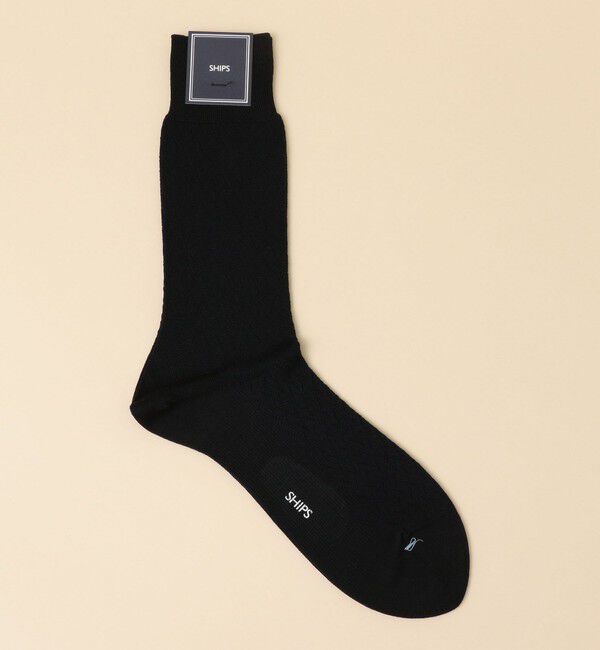 SHIPS「SHIPS:  へリンボーン コットン ドレス ソックス」|ソックス|ダークブルー