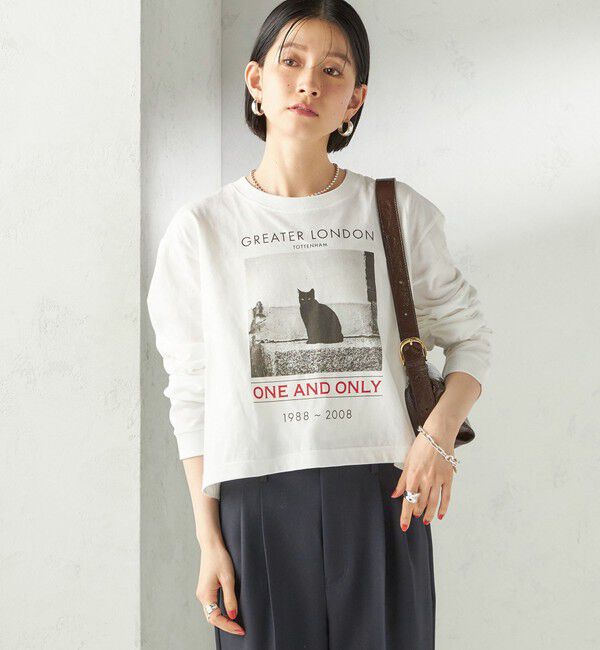 SHIPS for women「【SHIPS別注】Odub: フォト プリント クロップド ロングスリーブ TEE」|Tシャツ・カットソー|