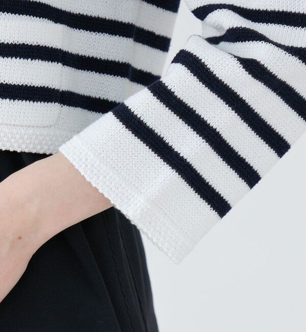 MACPHEE「【WEB限定】ハーフミラノリブボーダー クルーネックカーディガン」|カーディガン|