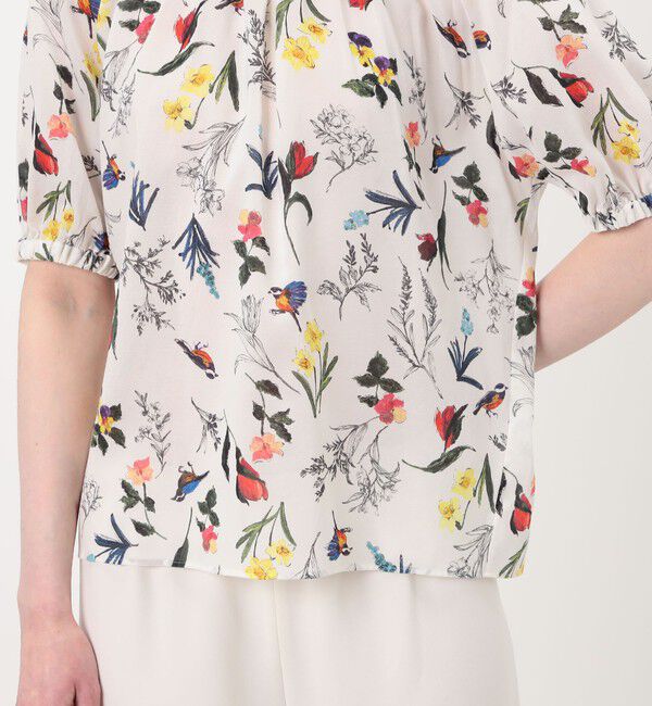 TOMORROWLAND collection「ウィングフラワープリント ネックギャザーブラウス」|シャツ・ブラウス|