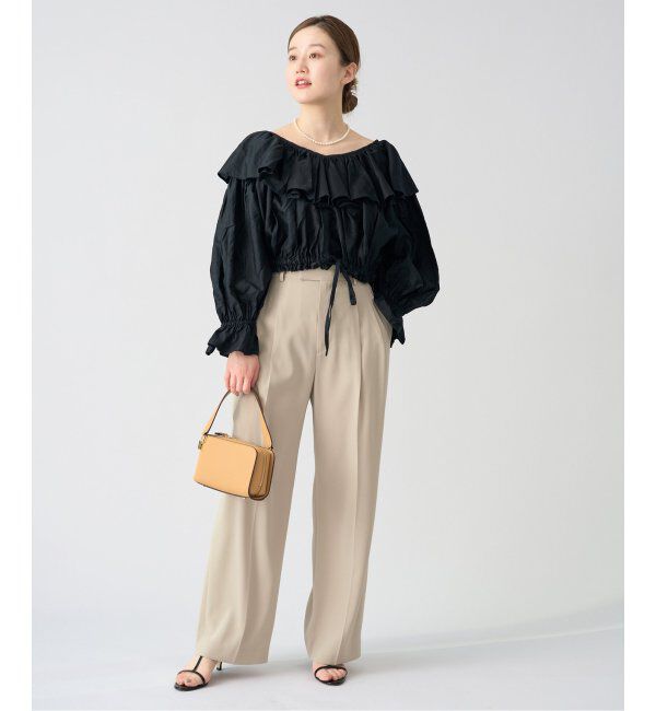 IENA「《追加2》TA/PL ジョーゼットタックワイドパンツ」|スラックス|