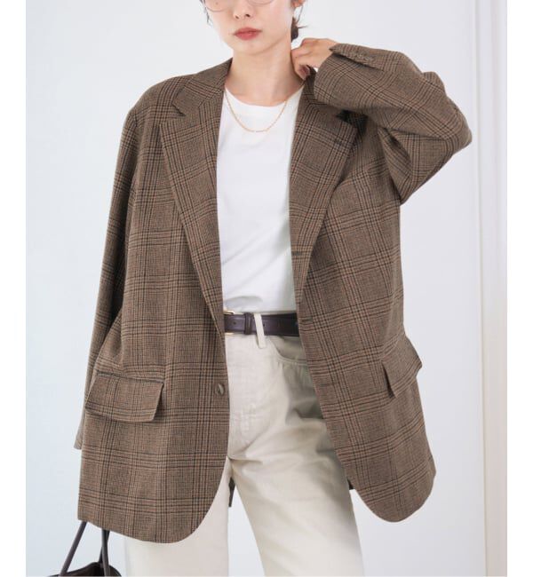 IENA「COUTURE D&rsquo;ADAM/クチュールドアダム BIG JK グレンチェック」|テーラードジャケット|