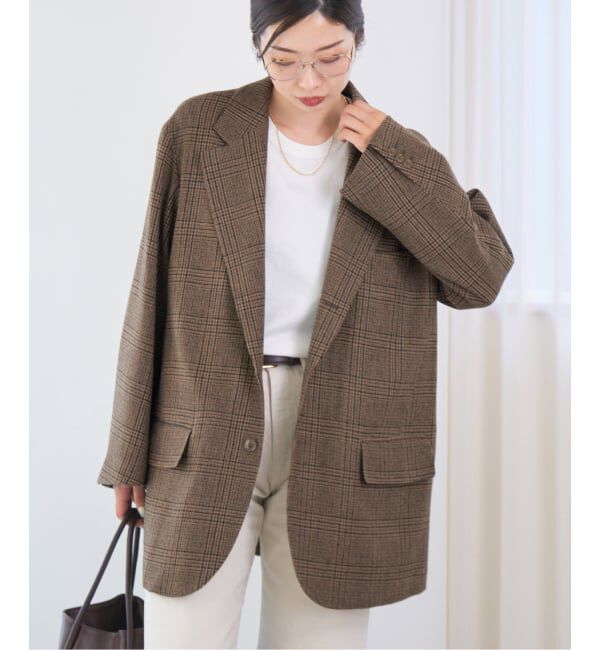 IENA「COUTURE D&rsquo;ADAM/クチュールドアダム BIG JK グレンチェック」|テーラードジャケット|