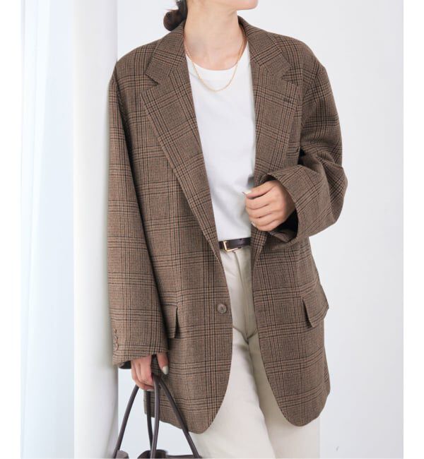 IENA「COUTURE D&rsquo;ADAM/クチュールドアダム BIG JK グレンチェック」|テーラードジャケット|