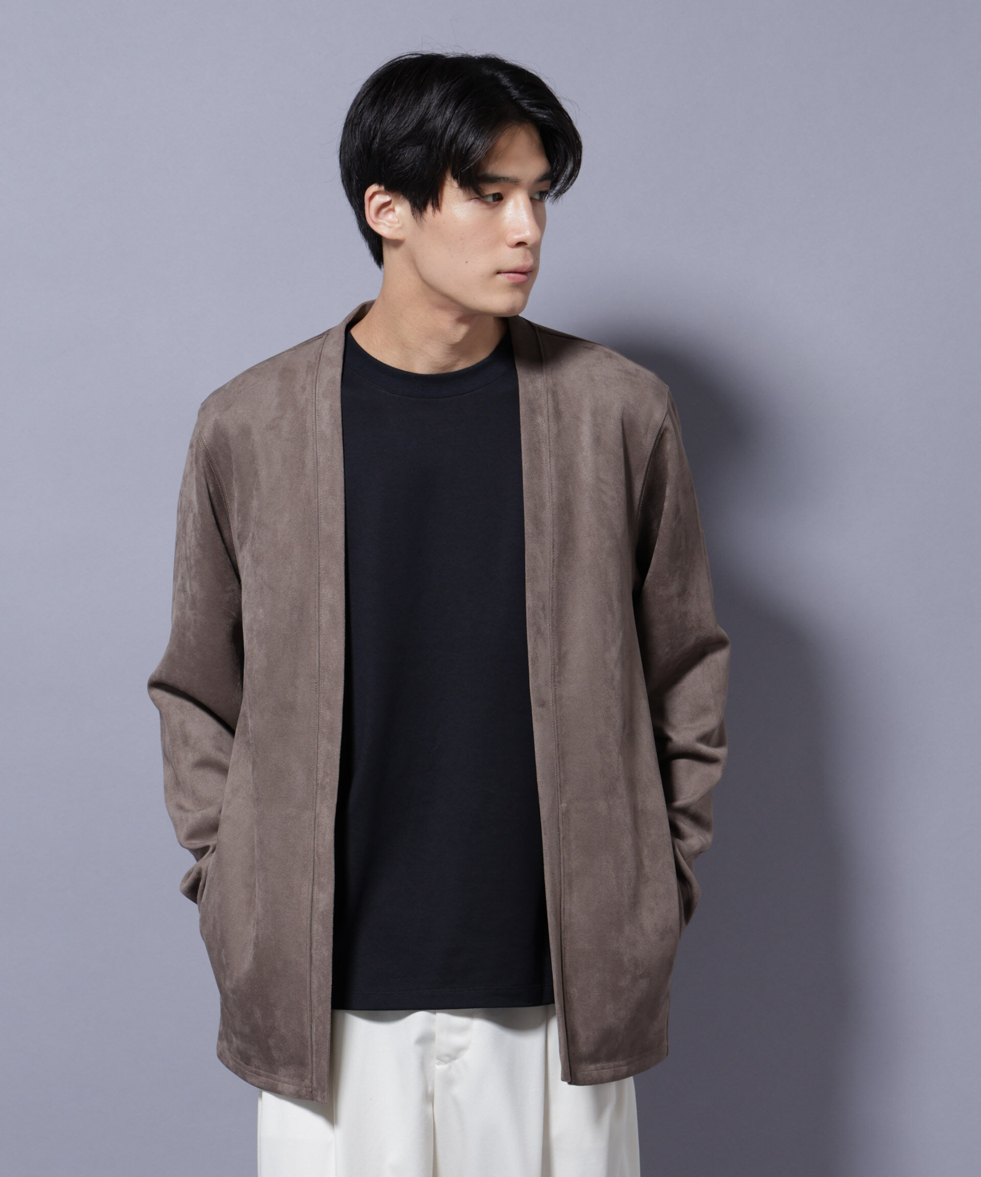 nano･universe「フェイクスエードトッパーカーディガン」|Tシャツ・カットソー|グレージュ3