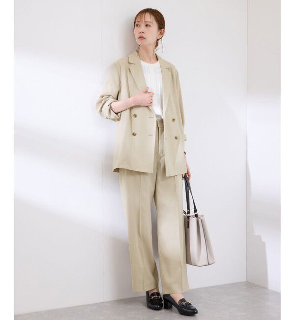 Rope&rsquo;Picnic「【UVカット・速乾】【リネンライク・シリーズ】ピンタックワイドスラックスパンツ/セットアップ対応」|チノ|