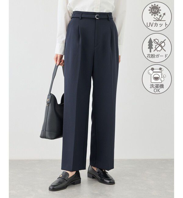 Rope&rsquo;Picnic「【WEB限定カラー】360&deg;ウルトラストレッチ ワイドパンツ/花粉ガード・入卒式・セットアップ対応」|チノ|ネイビー(40)