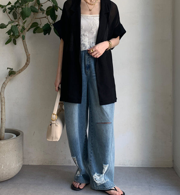  「メッシュ半袖ジャケット」|テーラードジャケット|