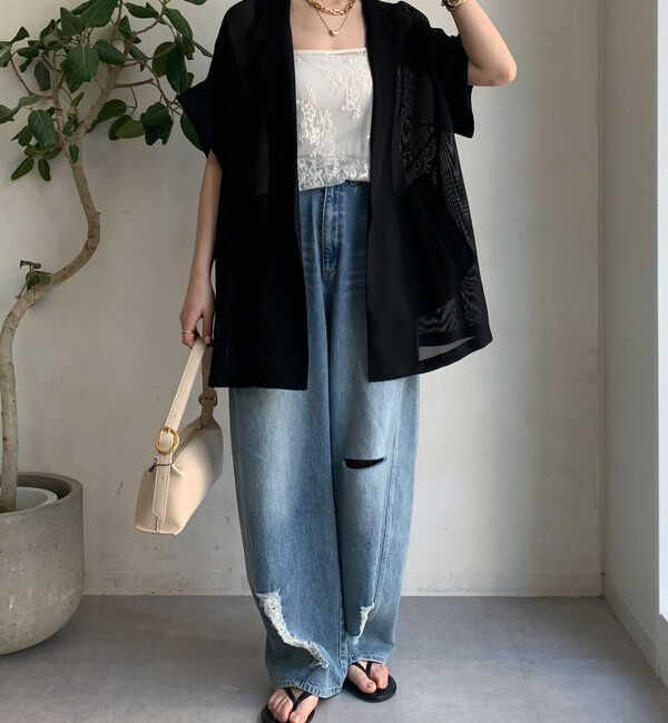  「メッシュ半袖ジャケット」|テーラードジャケット|