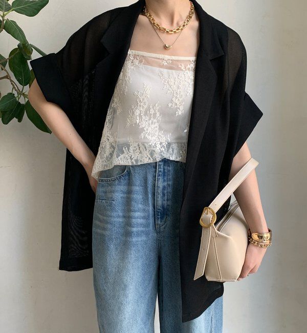  「メッシュ半袖ジャケット」|テーラードジャケット|