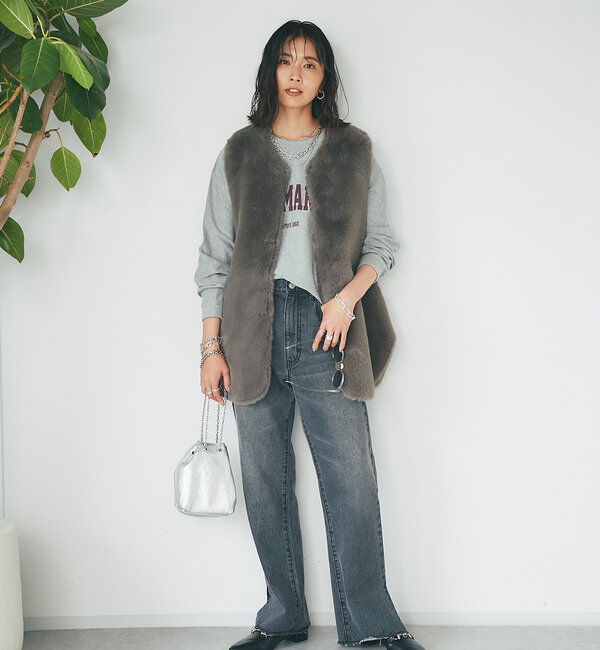  「【全骨格美脚見え！】slit DENIM」|デニム|