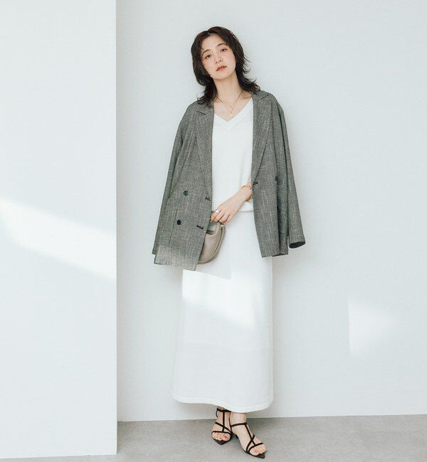  「【手洗い可能】ギマコットン片畦Vネックニット」|ニット・セーター|