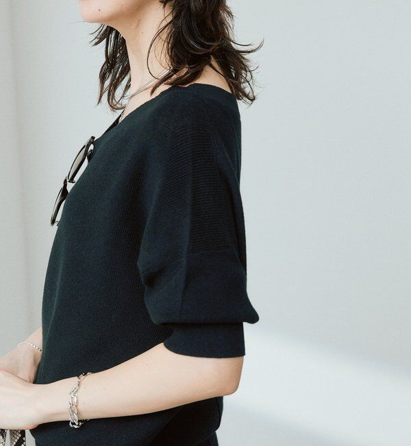  「【手洗い可能】ギマコットン片畦Vネックニット」|ニット・セーター|
