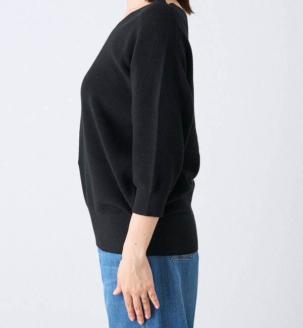  「【手洗い可能】ギマコットン片畦Vネックニット」|ニット・セーター|