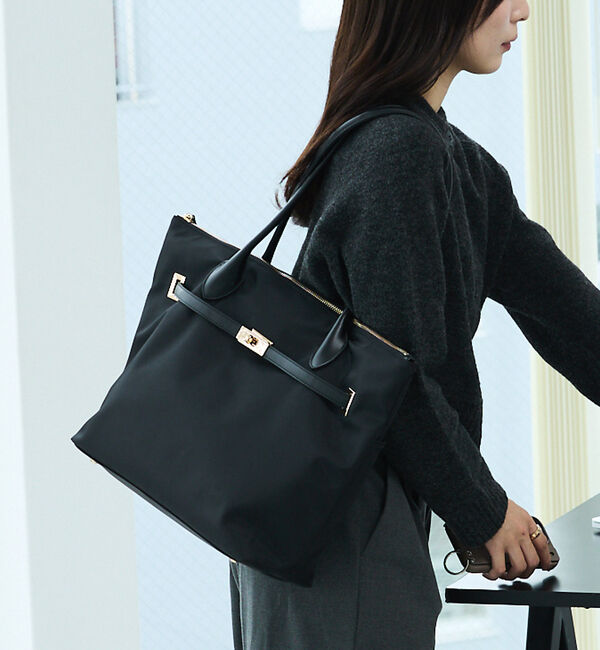 LOWELL things「【BLK追加予約/kariさんコラボ】多機能BELTEDナイロントート/A4/通」|ビジネスバッグ|ブラック