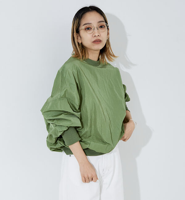NOMINE「袖ボリューム シャツプルオーバー」|シャツ・ブラウス|グリーン