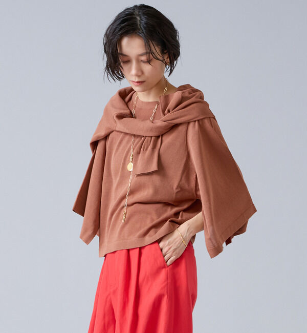 Liesse「クロップドワイドニット」|ニット・セーター|ブラウン