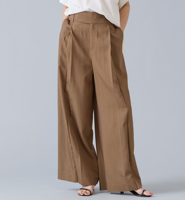 Liesse「テンセルナイロンタックワイドパンツ」|その他|モカ