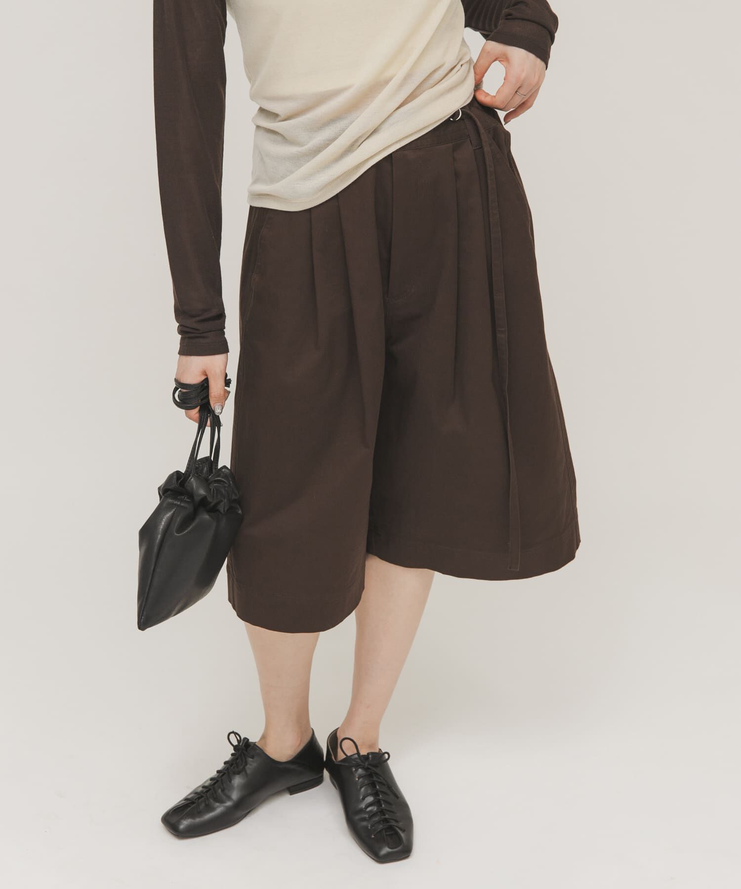  「WIDEハーフパンツ」|その他|ブラウン