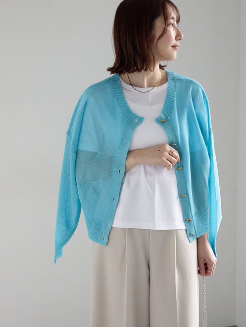 Te chichi「【WEB限定カラーあり】ペーパータッチヤーン2wayメッシュニット」|ニット・セーター|ブルー