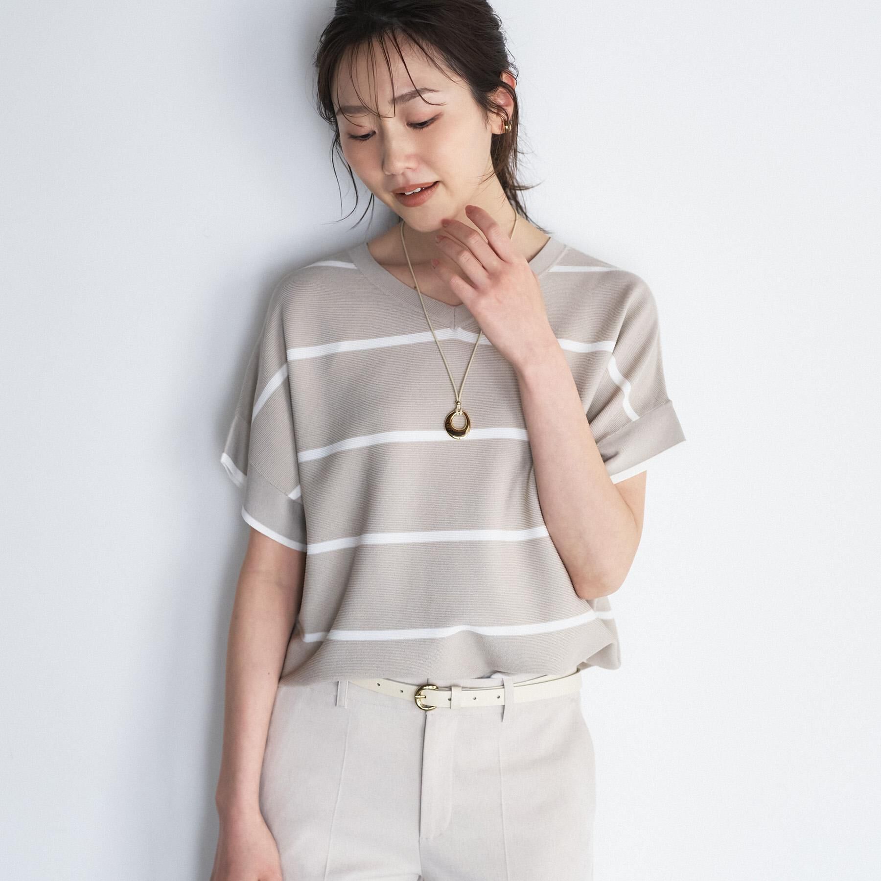 UNTITLED「【11色展開/体型カバー/洗える】前後2WAYフレンチスリーブニット」|ニット・セーター|