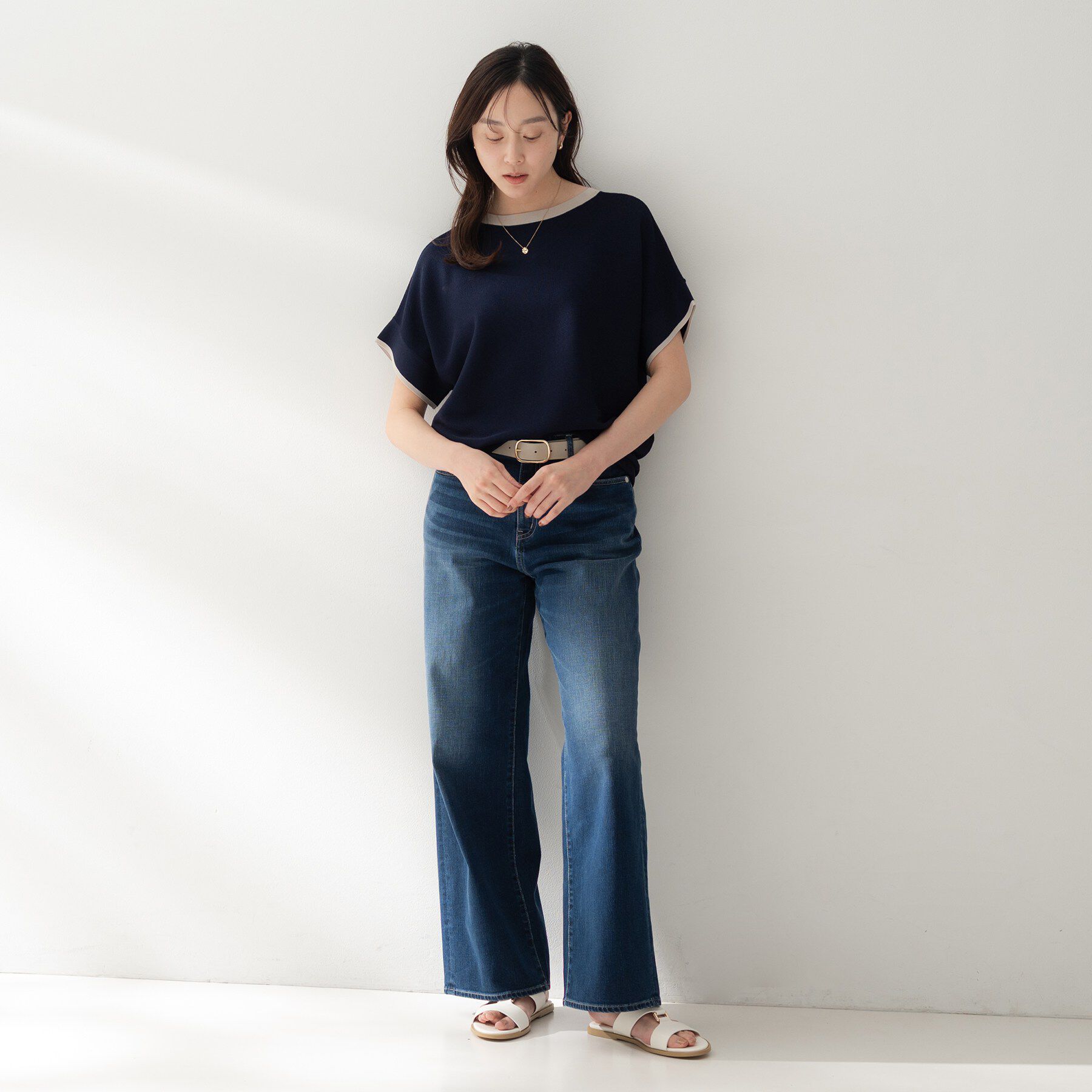 UNTITLED「【11色展開/体型カバー/洗える】前後2WAYフレンチスリーブニット」|ニット・セーター|