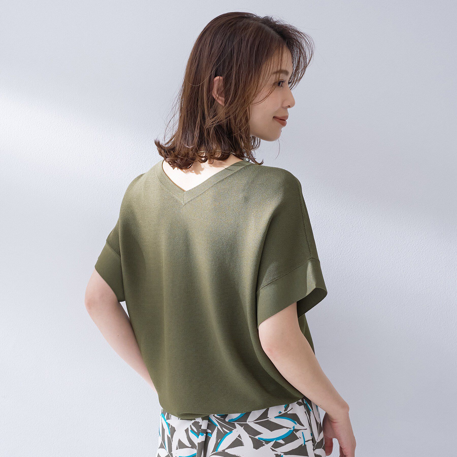 UNTITLED「【11色展開/体型カバー/洗える】前後2WAYフレンチスリーブニット」|ニット・セーター|