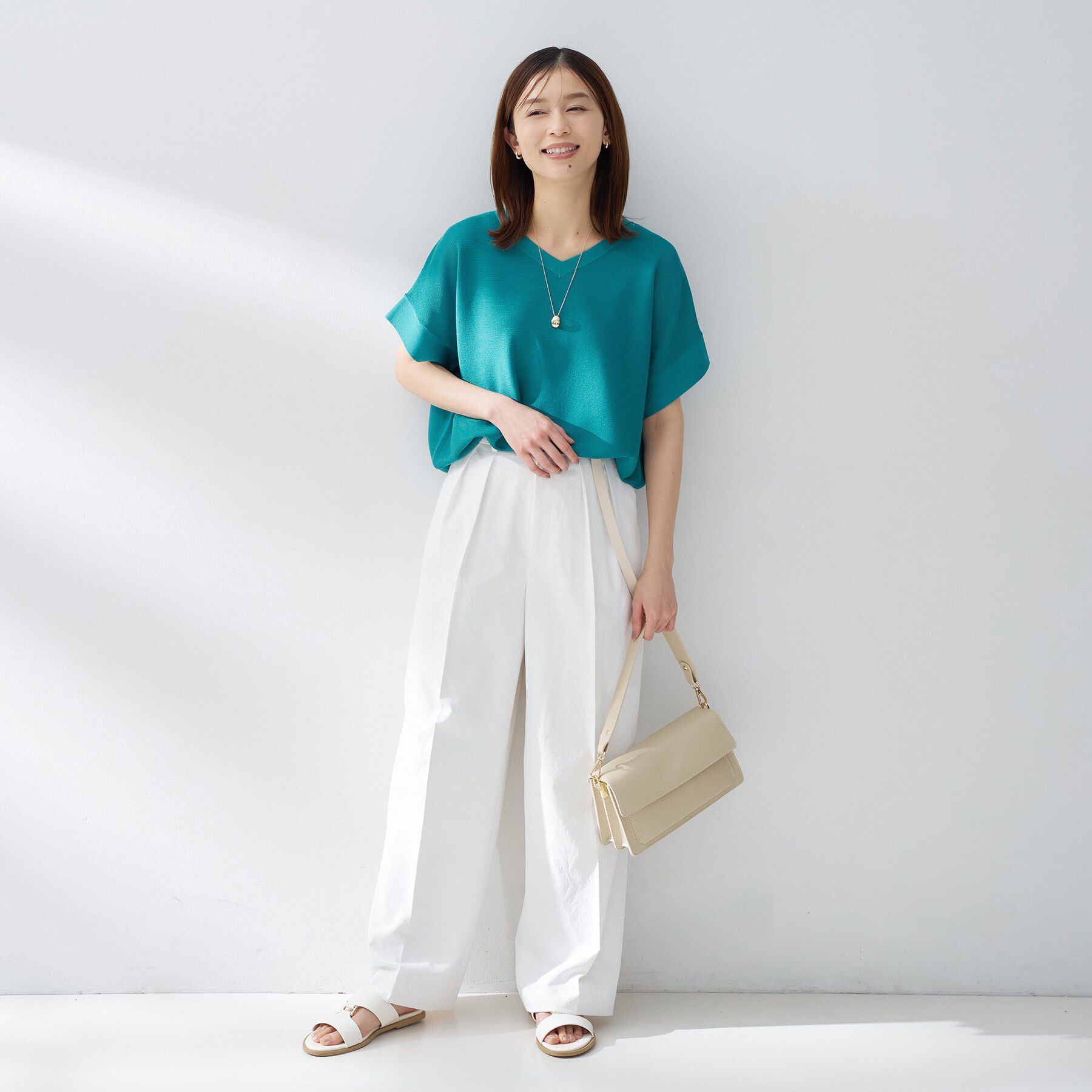 UNTITLED「【11色展開/体型カバー/洗える】前後2WAYフレンチスリーブニット」|ニット・セーター|