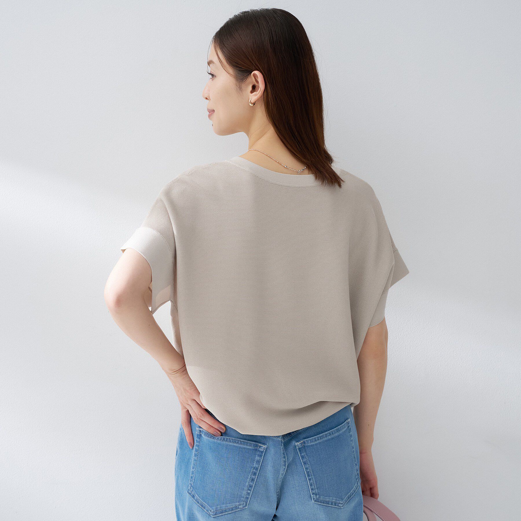 UNTITLED「【11色展開/体型カバー/洗える】前後2WAYフレンチスリーブニット」|ニット・セーター|