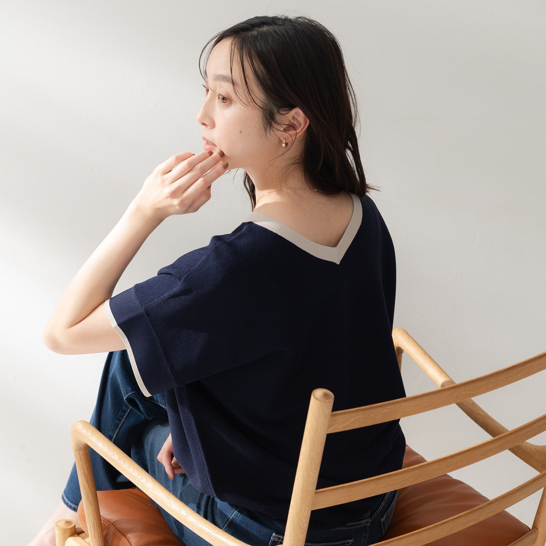 UNTITLED「【11色展開/体型カバー/洗える】前後2WAYフレンチスリーブニット」|ニット・セーター|